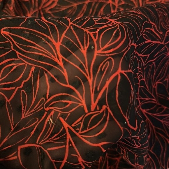 NWT Lane Bryant Sheer Swiss Dot Leaves Print Long Tunic Long Sleeve Tie Belt 18 - Picture 9 of 11